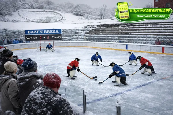 Na novootvorenoj ledenoj plohi na bazenu održana hokej utakmica!